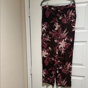 Chico's Floral Wide Leg Pants - Black and Pink